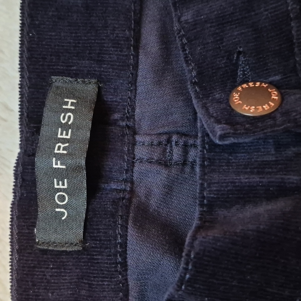 Joe Fresh Slim Low Rise Blue Corduroy Pants Size 6, New With Tags - Picture 6 of 15